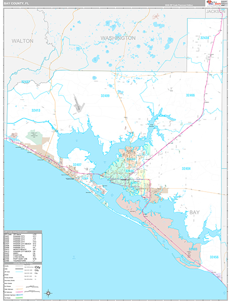 Bay County, FL Wall Map