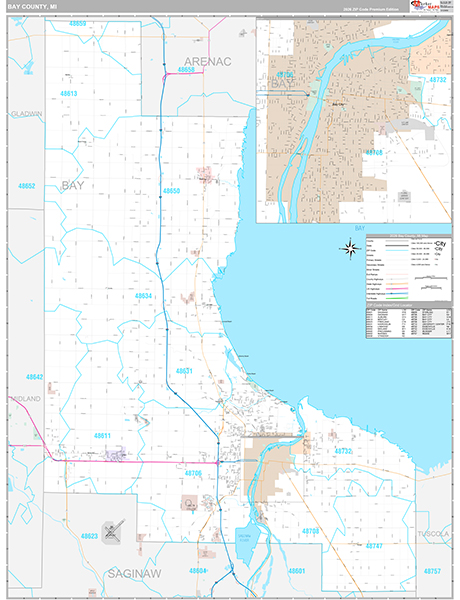 Bay County, MI Zip Code Map