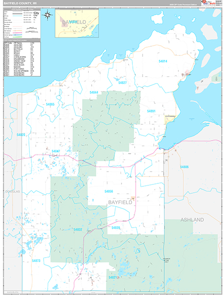 Bayfield County, WI Wall Map