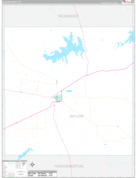 Baylor County, TX Wall Map Premium Style