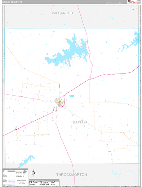 Baylor County, TX Zip Code Map