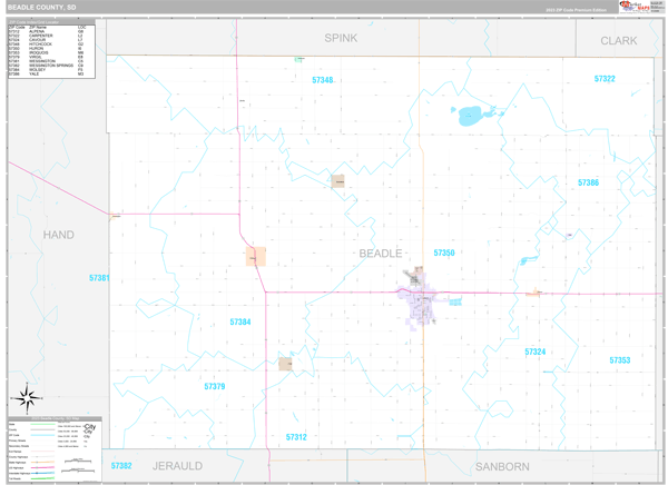 Beadle County, SD Wall Map Premium Style