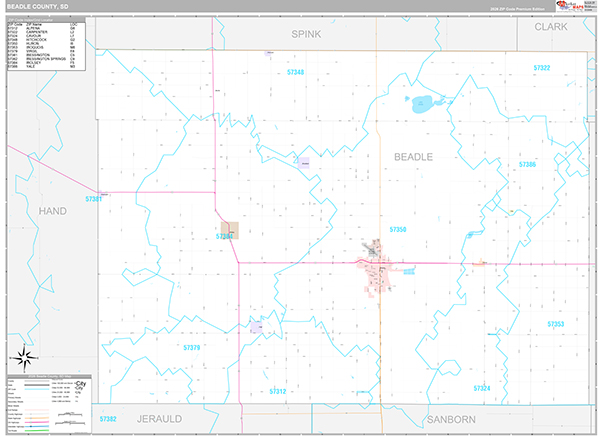 Beadle County, SD Carrier Route Wall Map