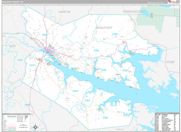 Beaufort County, NC Wall Map