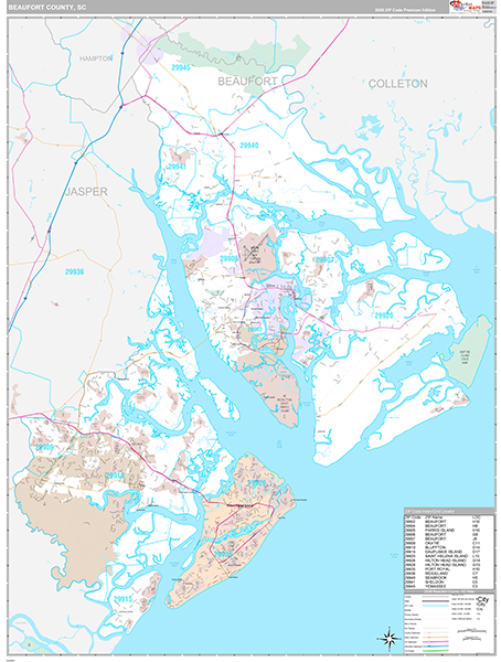 Beaufort County, SC Wall Map