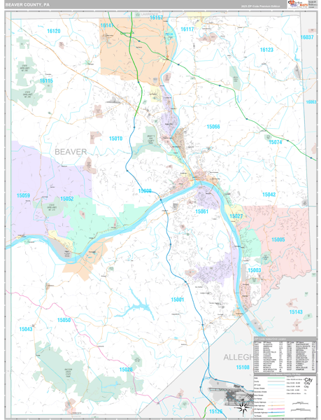 Beaver County Digital Map Premium Style