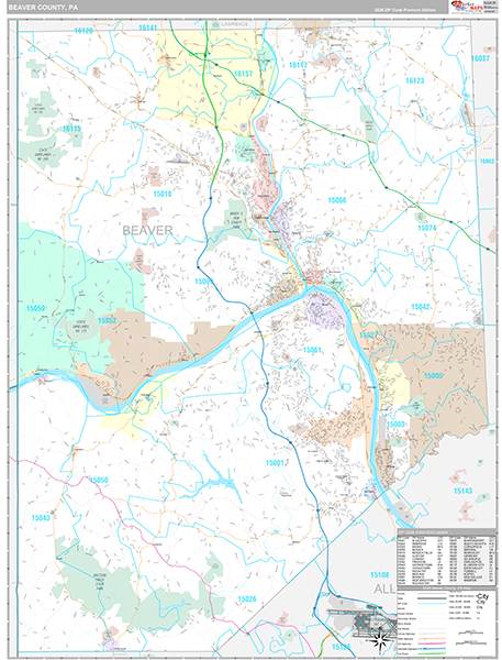 Beaver County, PA Wall Map