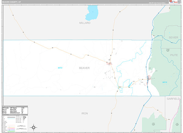 Beaver County, UT Zip Code Map