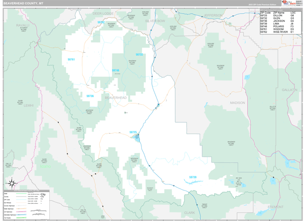 Beaverhead County, MT Wall Map