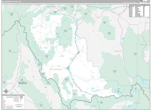 Beaverhead County, MT Wall Map