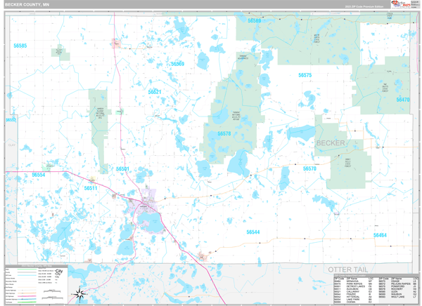 Becker County, MN Carrier Route Wall Map