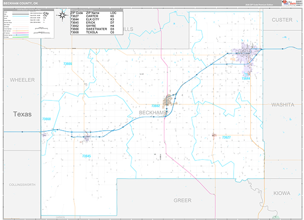 Beckham County, OK Wall Map