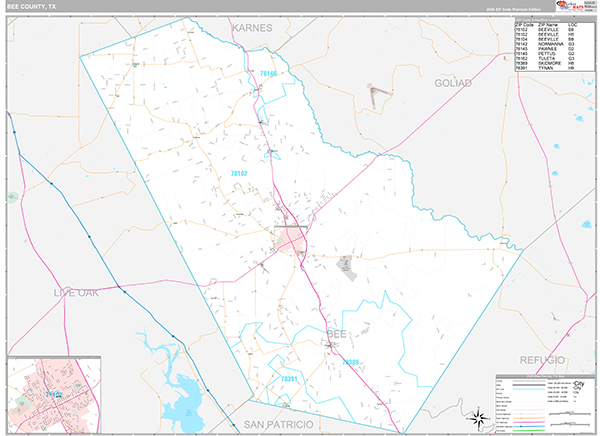 Bee County, TX Zip Code Map