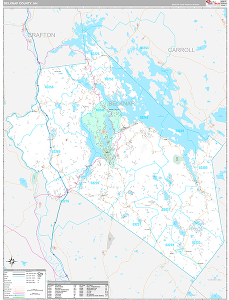 Belknap County, NH Zip Code Map