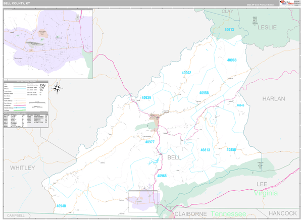 Bell County, KY Zip Code Map