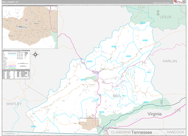 Bell County, KY Zip Code Map