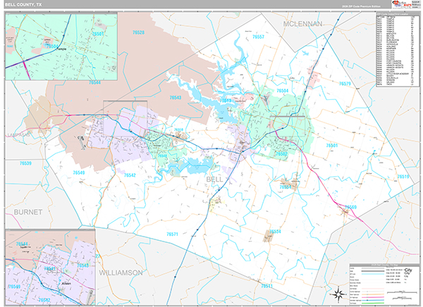 Bell County, TX Zip Code Map