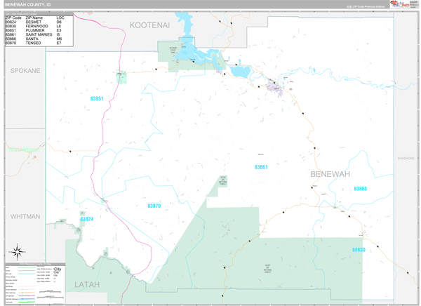 Benewah County Digital Map Premium Style
