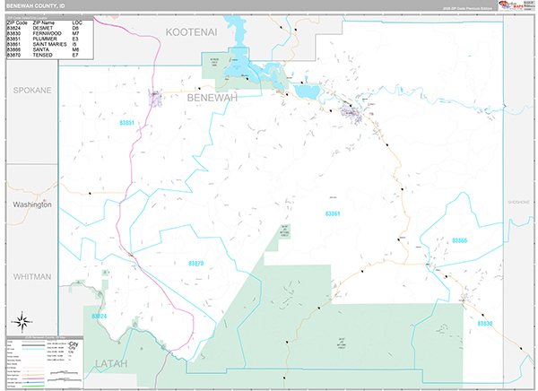 Benewah County, ID Wall Map