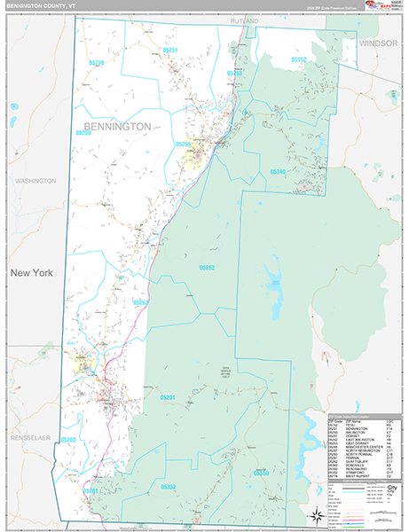 Bennington County, VT Wall Map