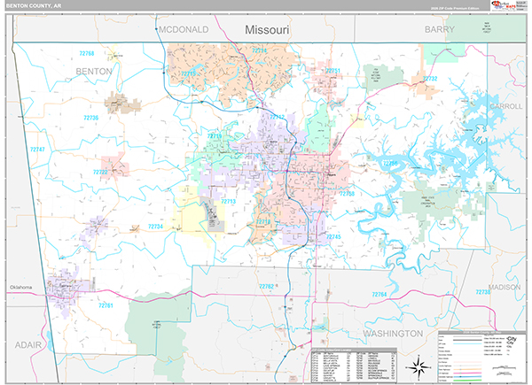 Benton County, AR Zip Code Map