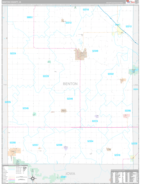 Benton County, IA Wall Map Premium Style