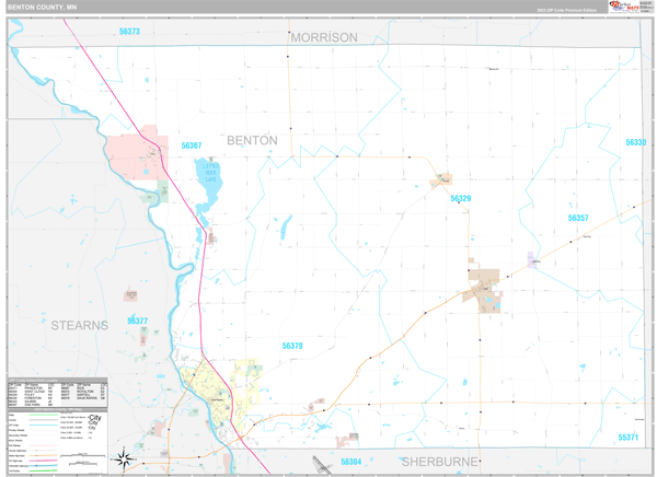 Benton County, MN Carrier Route Wall Map