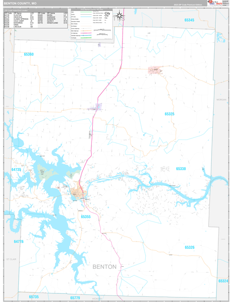 Benton County, MO Carrier Route Wall Map