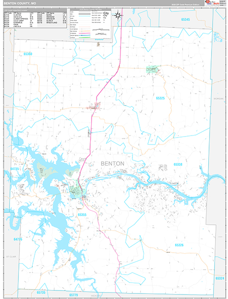 Benton County, MO Map Premium Style