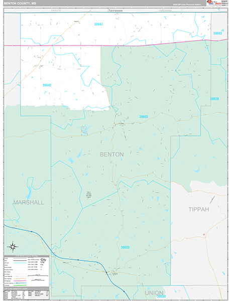 Benton County, MS Zip Code Map