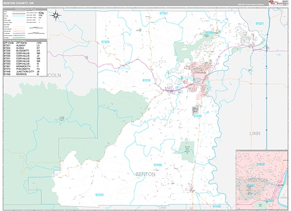 Benton County, OR Wall Map