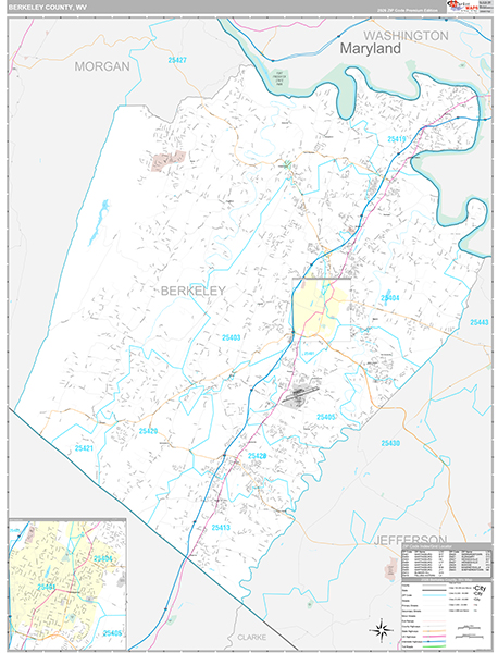 Berkeley County, WV Zip Code Map