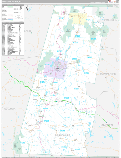 Berkshire County, MA Wall Map