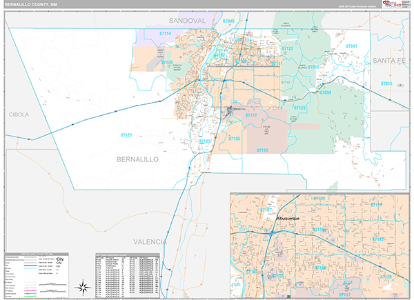 Bernalillo County, NM Wall Map