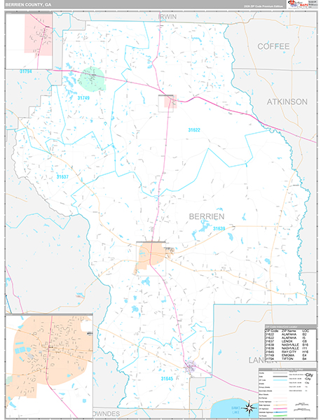 Berrien County, GA Zip Code Map