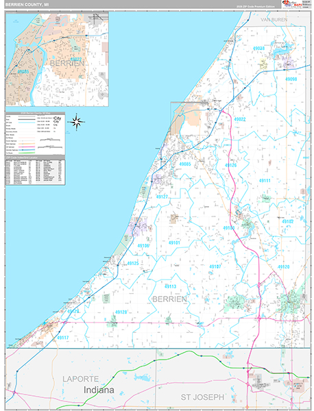 Berrien County, MI Zip Code Map