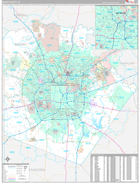 Bexar County, TX Zip Code Map