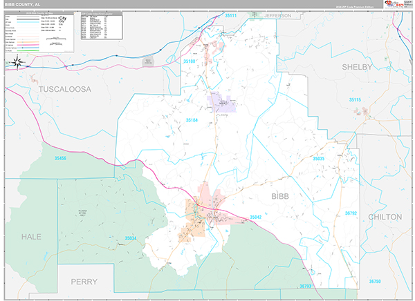 Bibb County, AL Zip Code Map