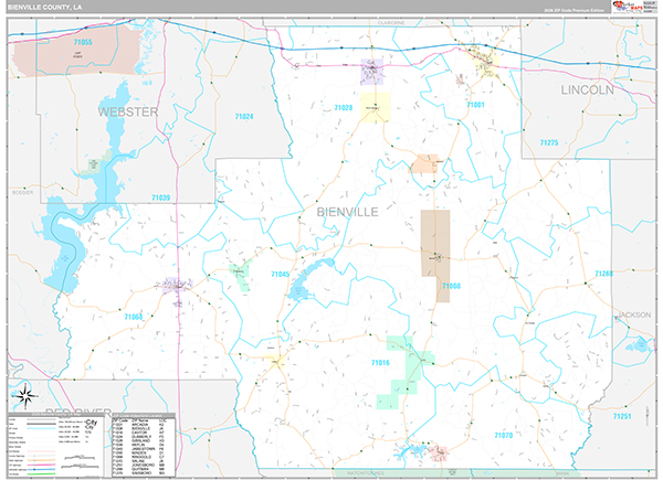 Bienville County, LA Wall Map