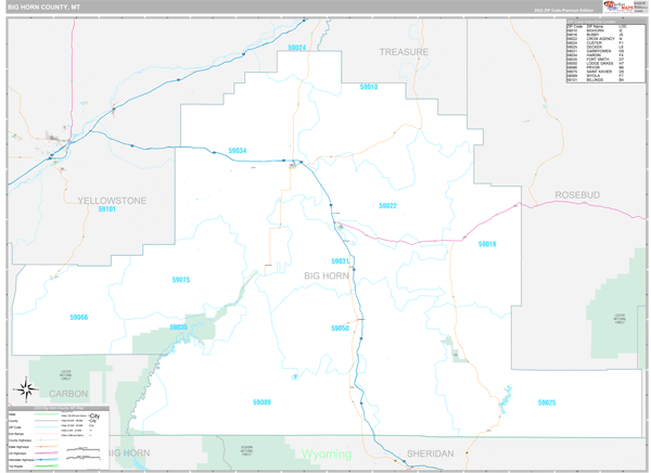 Big Horn County, MT Wall Map Premium Style by MarketMAPS - MapSales