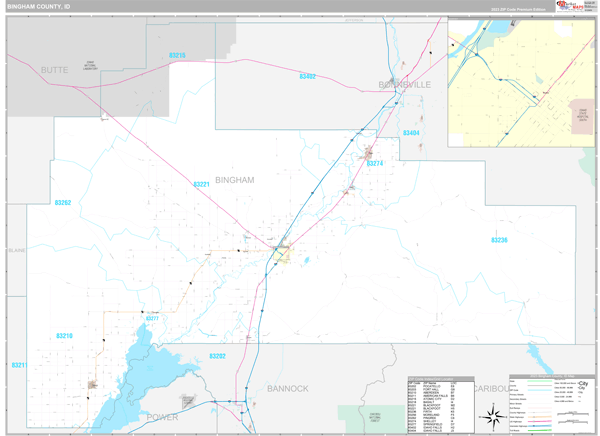 Bingham County, ID Zip Code Map