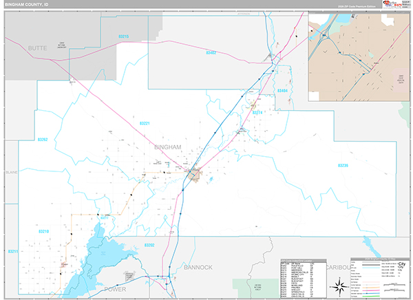 Bingham County, ID Wall Map