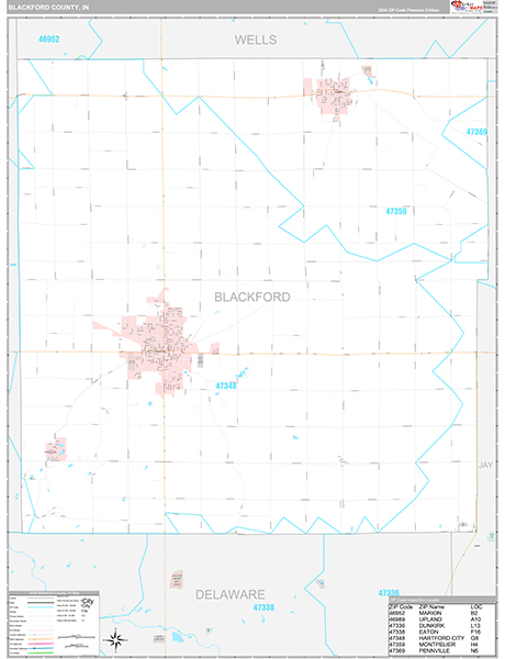 Blackford County, IN Zip Code Map