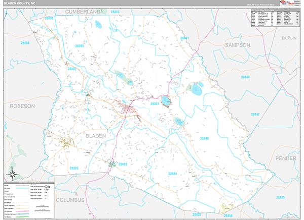 Bladen County, NC Wall Map