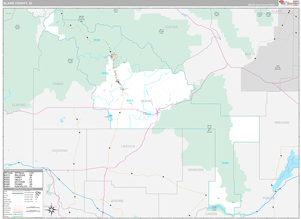 Blaine County, ID Zip Code Map
