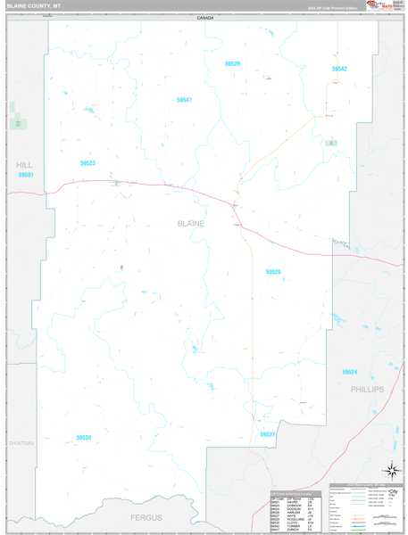 Blaine County, MT Wall Map