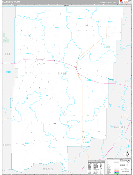 Blaine County, MT Wall Map