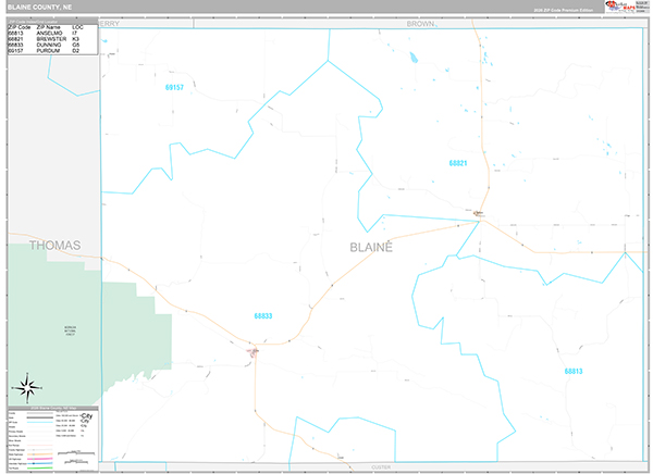 Blaine County, NE Zip Code Map