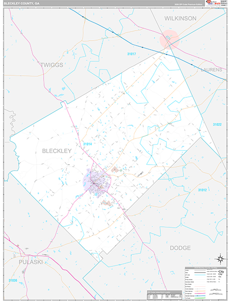 Bleckley County, GA Zip Code Map