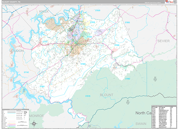 Blount County, TN Zip Code Map